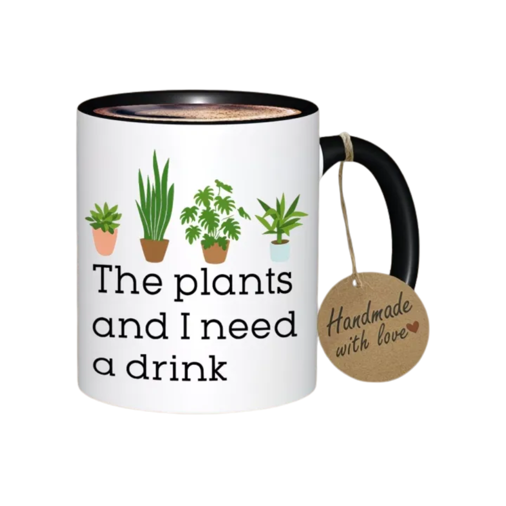 Botanical Theme Ceramic Coffee Cup With Funny Text Printed