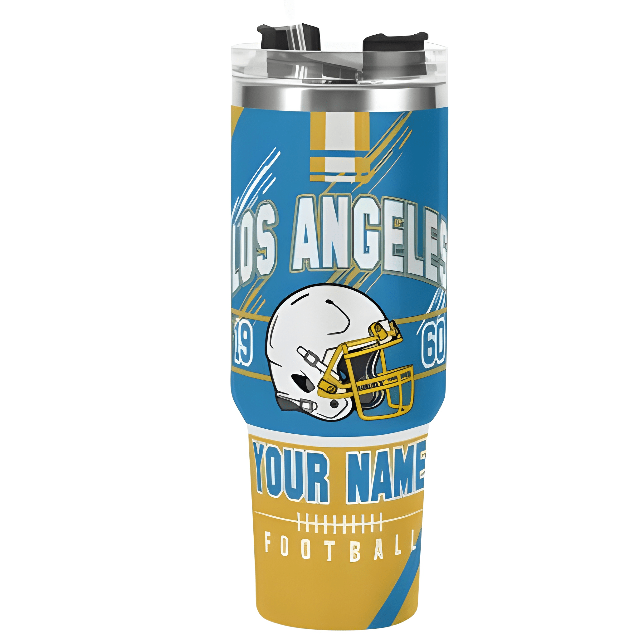 Los Angeles Football 40oz Tumbler with Name, Handle & Straw