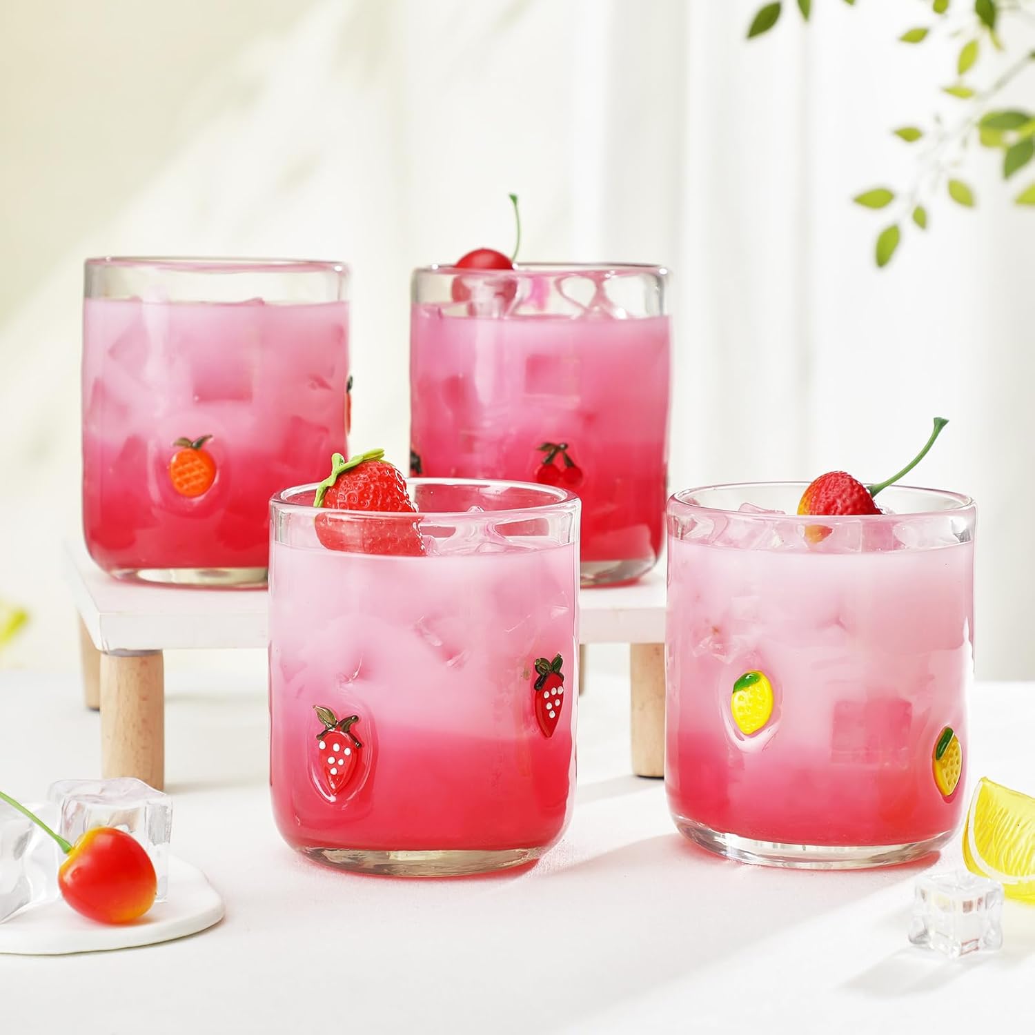 4 Pack Fruit Icon Juice Glasses Set