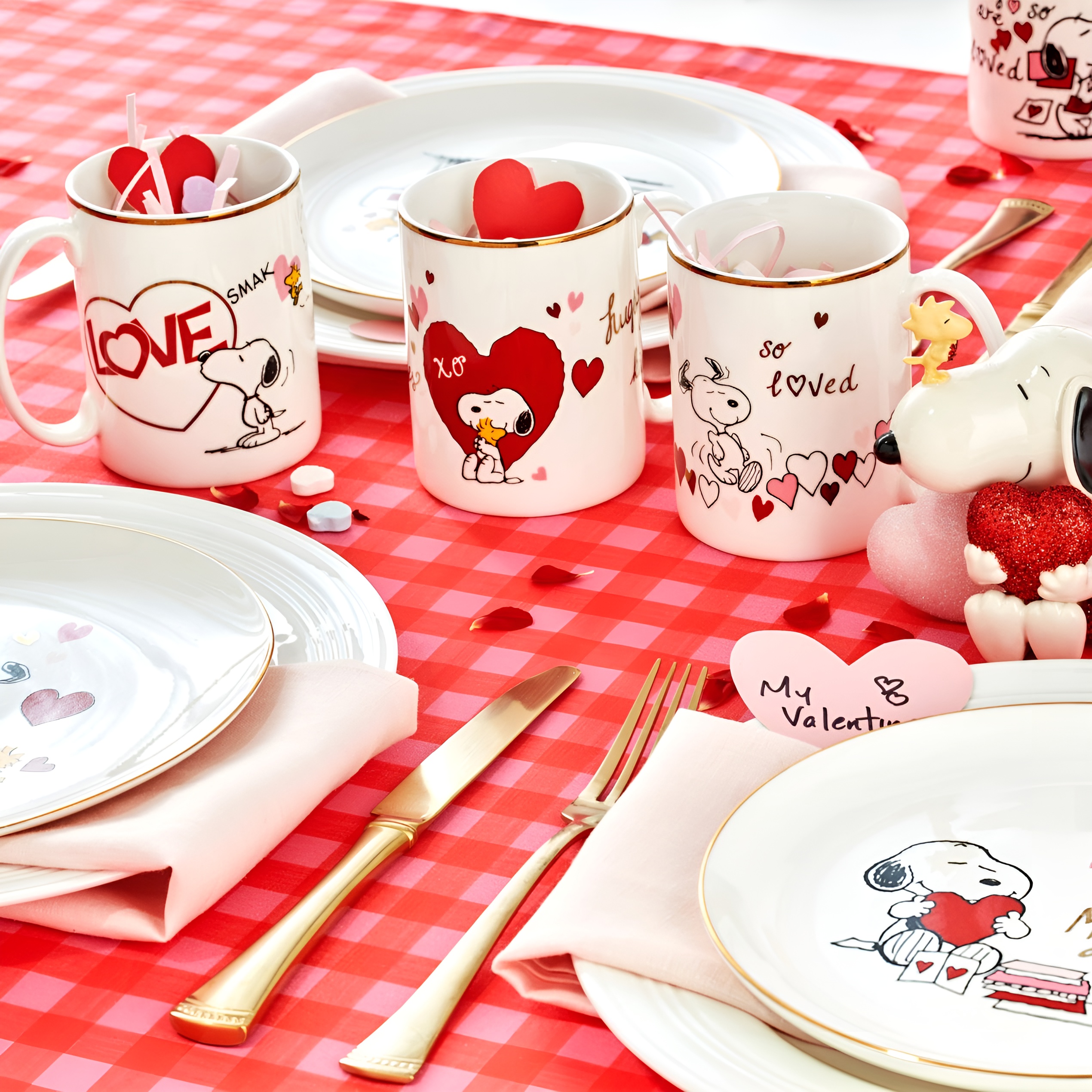 Pack Of 4 Cartoon Design Valentines Day Themed Ceramic Mug Set