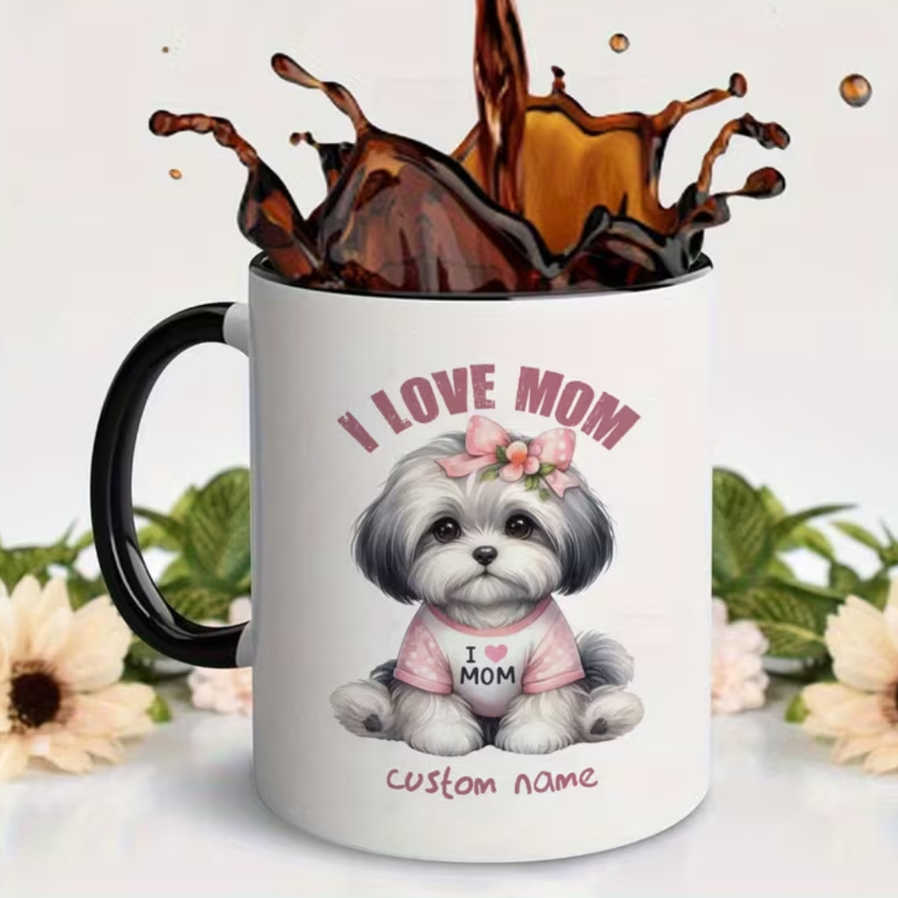 1 Piece 11Oz Personalized Ceramic Mug Shih Tzu I Love Mom Cup