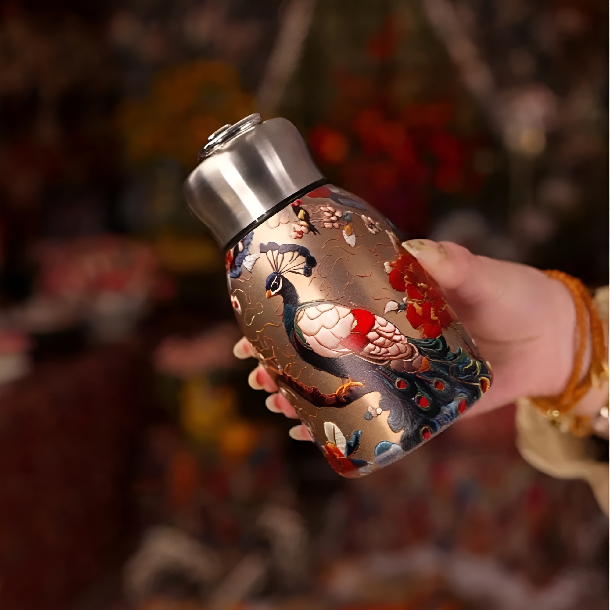 Portable Patterned Metal Thermal Liquid Flask