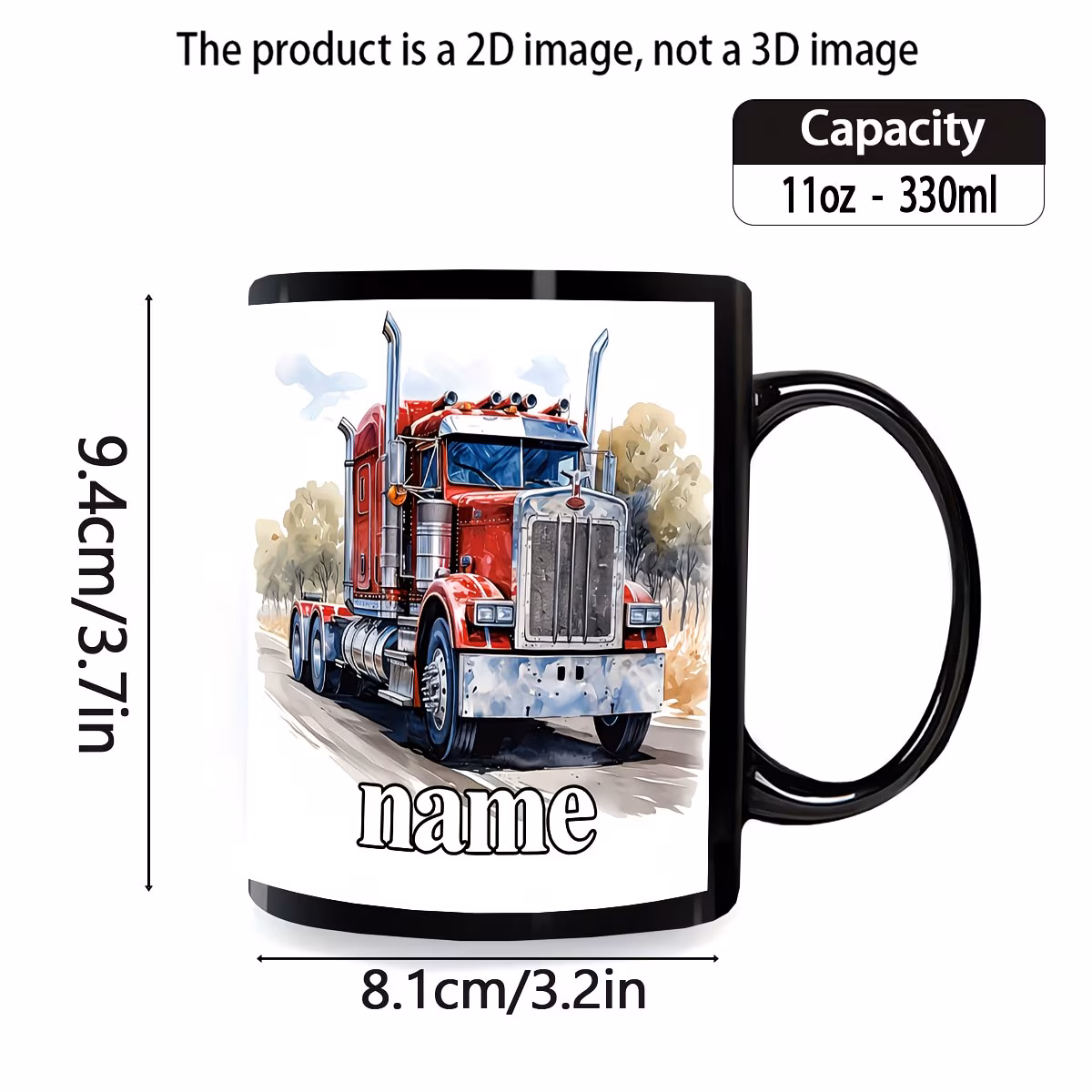 1pc customizable cartoon truck mug 11oz durable ceramic coffee cup with vibrant red personalized name option birthdays anniversaries and holiday gifts ideal for hot cold beverages juice milk and more essential kitchenware for office workers coffee bar accessories 1