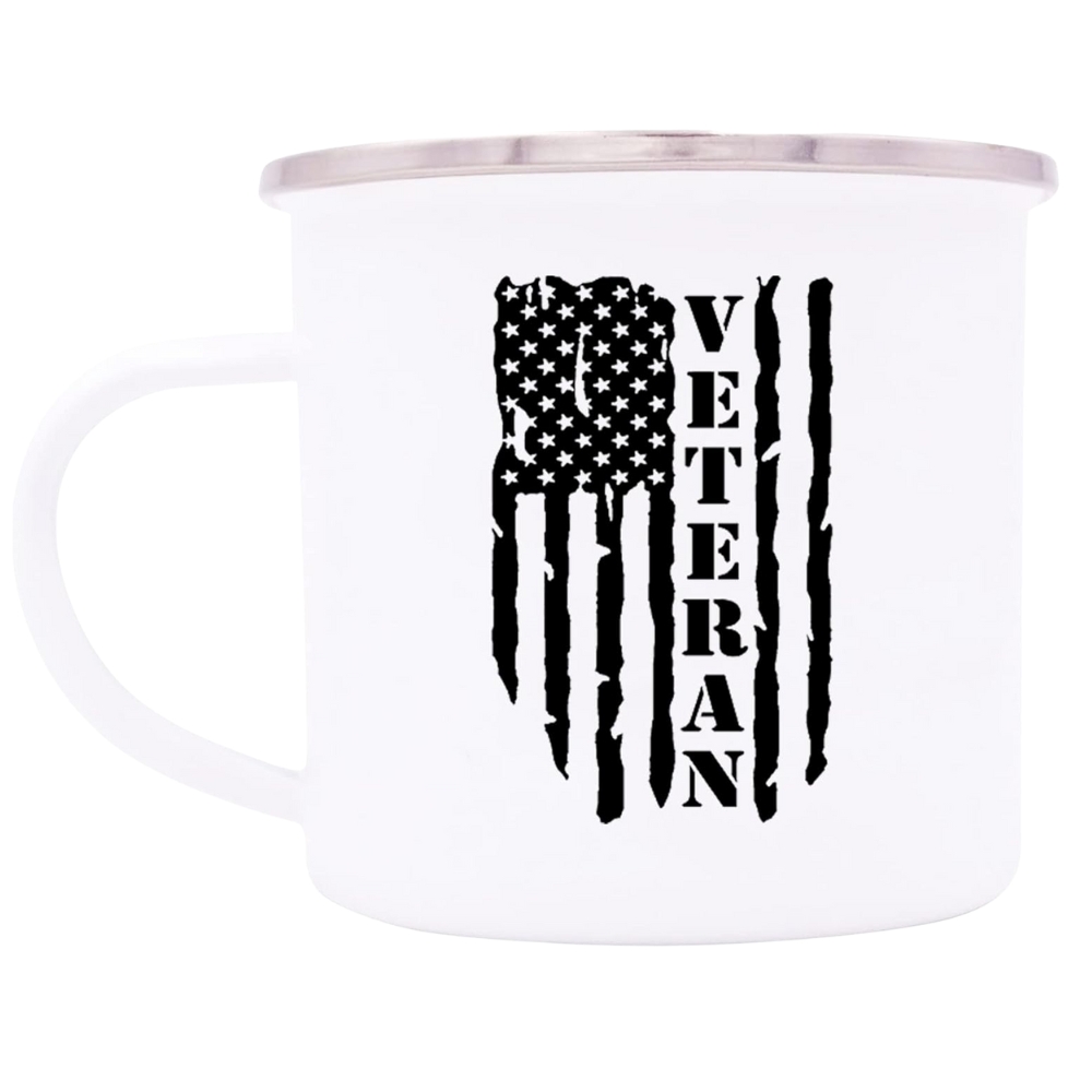 Rogue River Tactical Military Veteran Camp Mug Enamel Camping Coffee Cup
