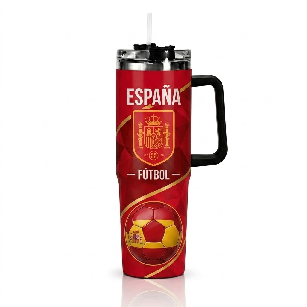 FIFA 2026 Spain Football Sports All Over Printed 40oz Tumbler With Straw And Lid