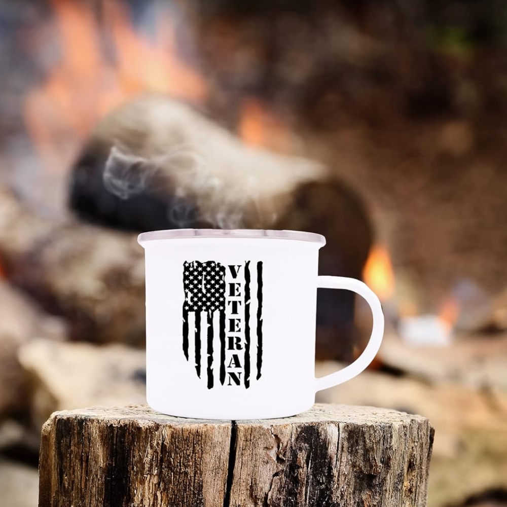 Rogue River Tactical Military Veteran Camp Mug Enamel Camping Coffee Cup