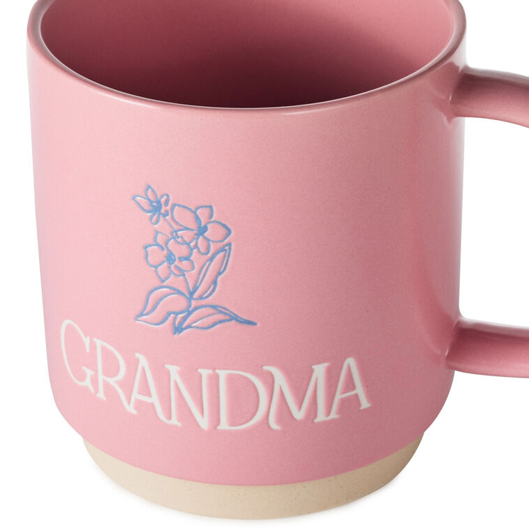Grandma Pink Mug With Flower upclose view image number 3