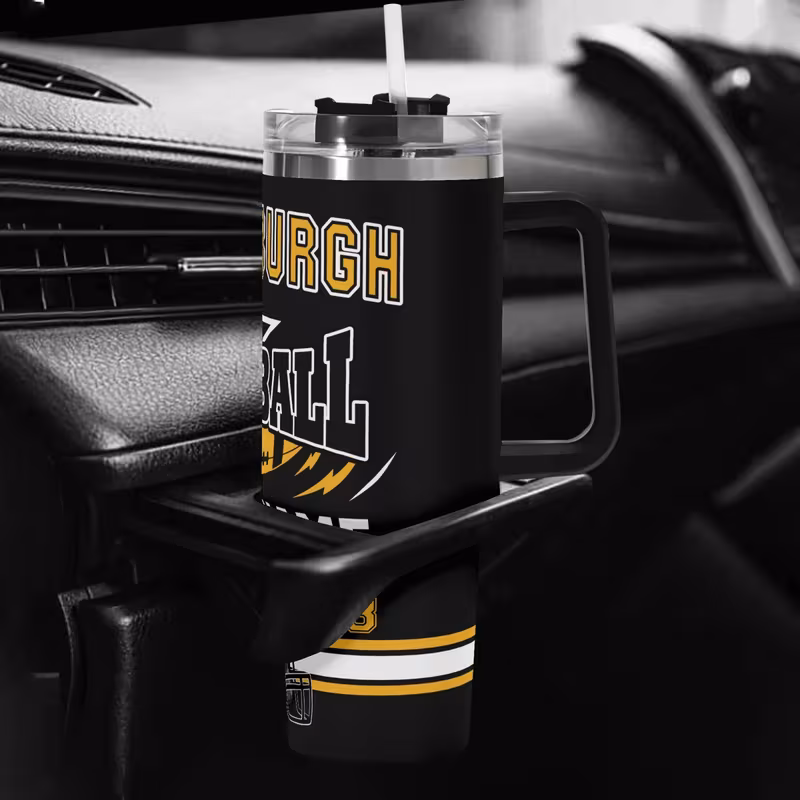 custom pittsburgh 40oz travel mug with handle personalized name design coffee water ideal gift for valentines day easter mothers day fathers day mug 4