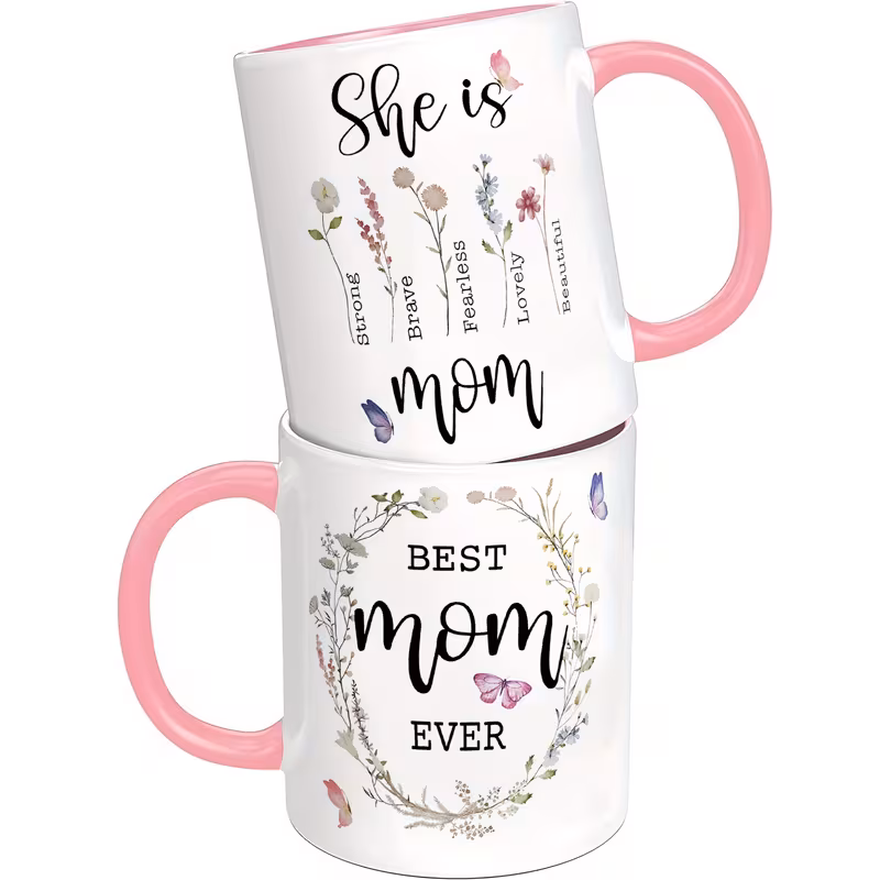 1pc mug ceramic cup with inspirational quotes 11oz dishwasher microwave safe mothers day birthday christmas gift for mom from daughter son grandma mum cup artistic script design comfortable handle Product details 0