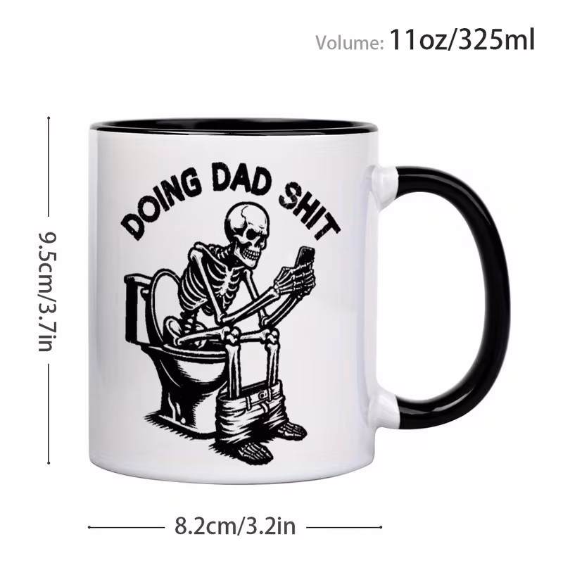 1pc funny skull doing dad 11oz ceramic coffee mug humorous skeleton design perfect gift for fathers day birthdays christmas halloween thanksgiving and more 4