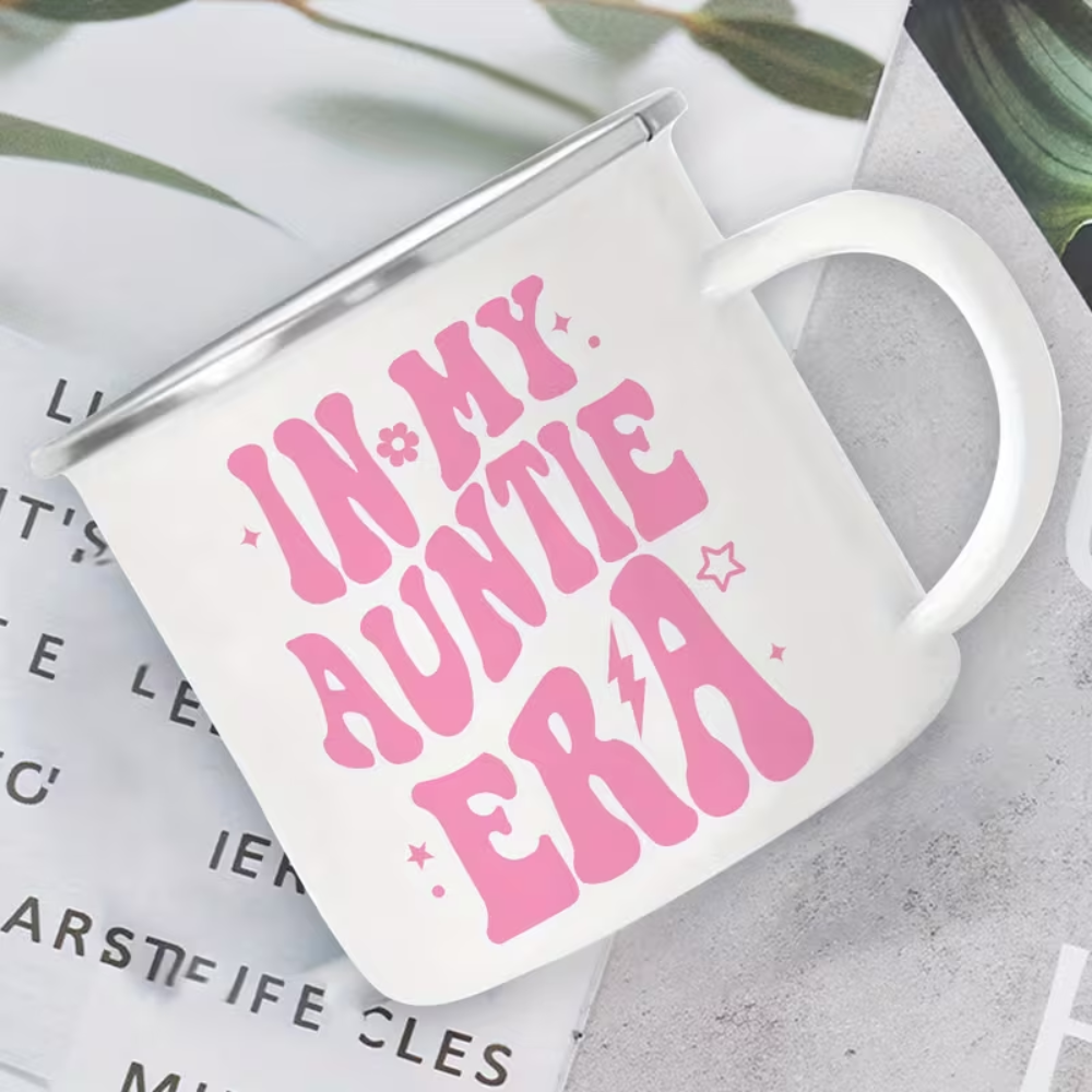 11 oz Enamel Auntie Era Coffee Mug with Handle Camping Drinkware 1pc