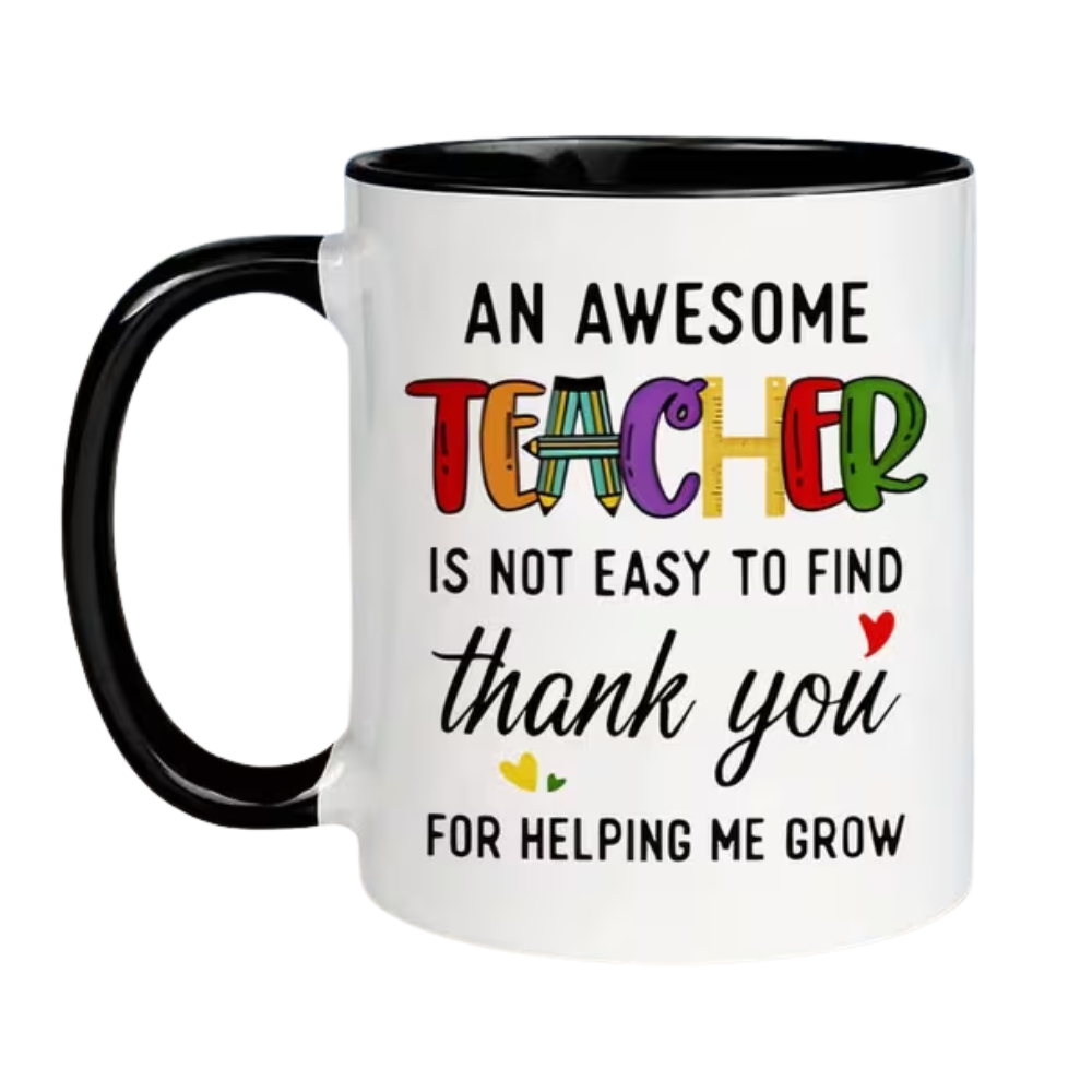 Teacher Appreciation Ceramic Coffee Mug - 11oz "Thank You for Helping Me Grow" 