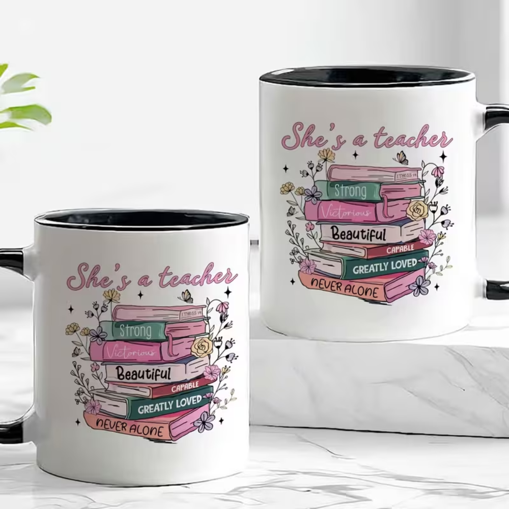 1pc Inspirational Teacher Appreciation Mug - "She'S a Teacher, Strong, Beautiful, Greatly Loved, Never Alone" Quote 