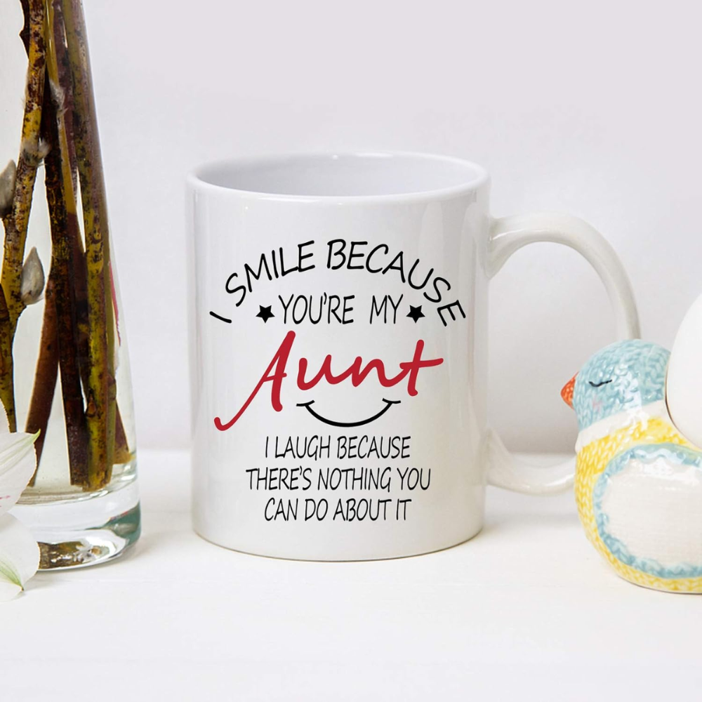 11 oz Ceramic I Smile Because Youre My Aunt Coffee Mug Drinkware