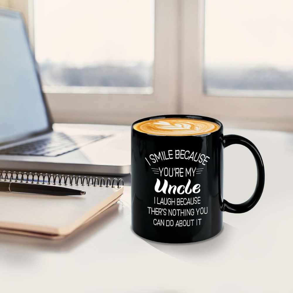 11 oz Ceramic I Smile Because Youre My Uncle Coffee Mug Drinkware