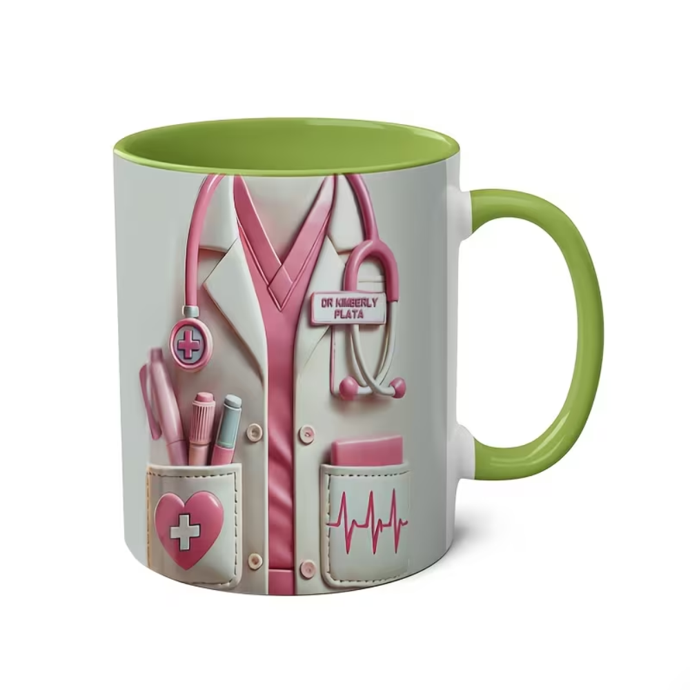 Personalized Medical Themed Ceramic Coffee Mug with Stethoscope Design