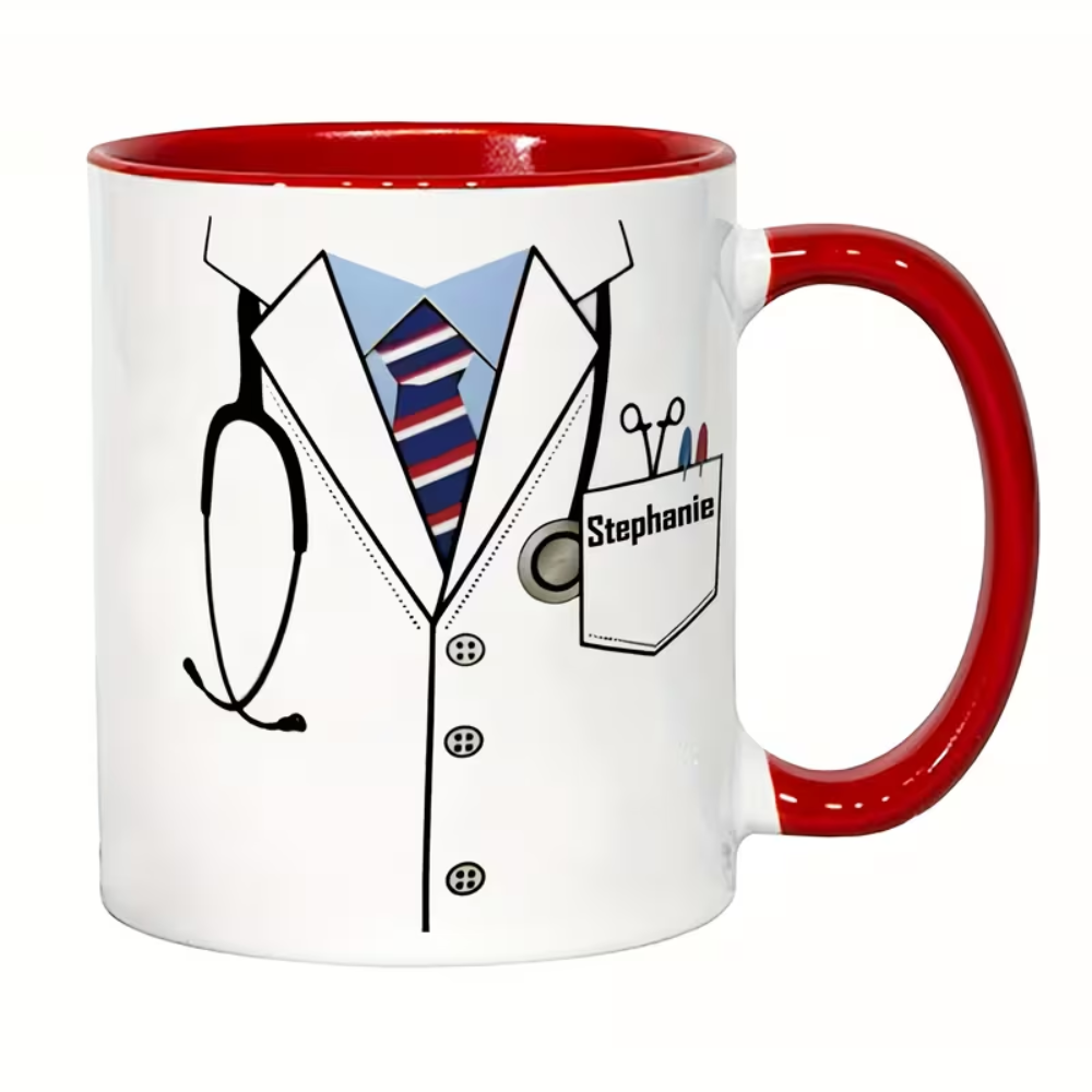 11 oz Personalized Doctor Ceramic Coffee Mug with Medical Attire Design