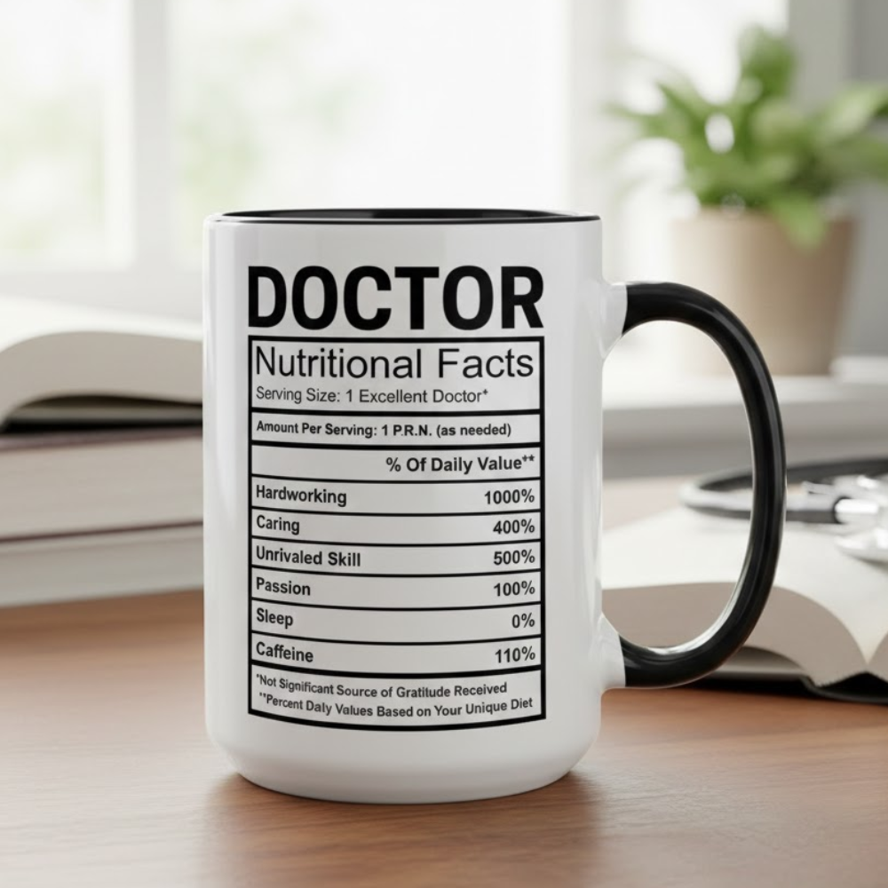 15 oz Ceramic Doctor Nutritional Facts Coffee Mug Double Sided Drinkware