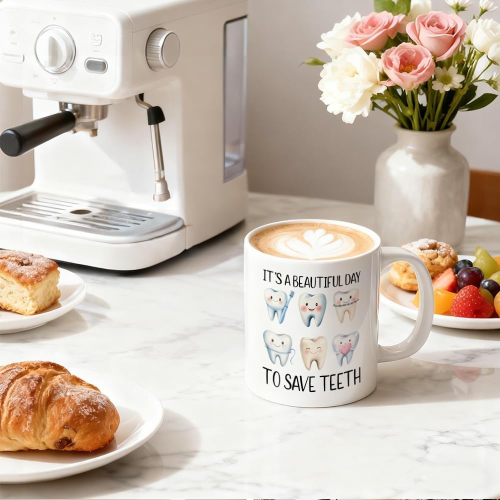 Funny Tooth Health Dentist Coffee Mug Its A Beautiful Day To Save Teeth Dental Team Gift