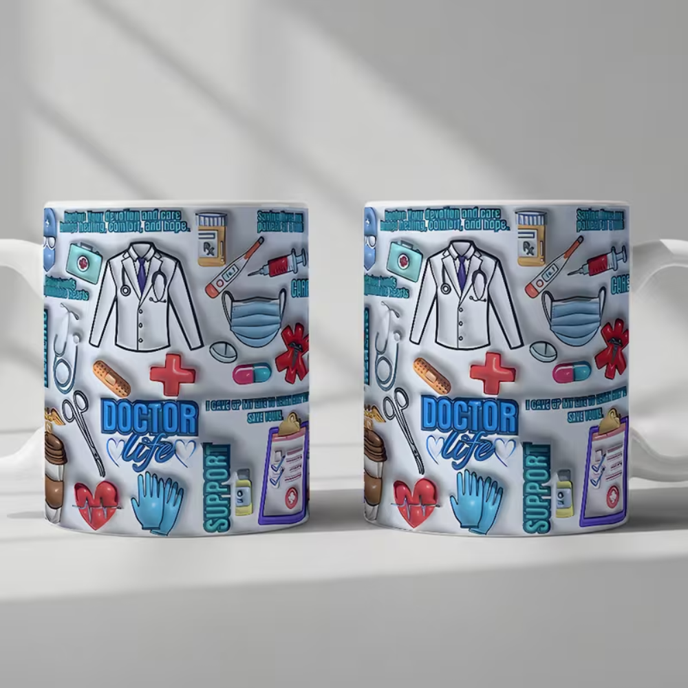 Ceramic Medical Theme Coffee Mug Doctor Nurse Pattern Drinkware