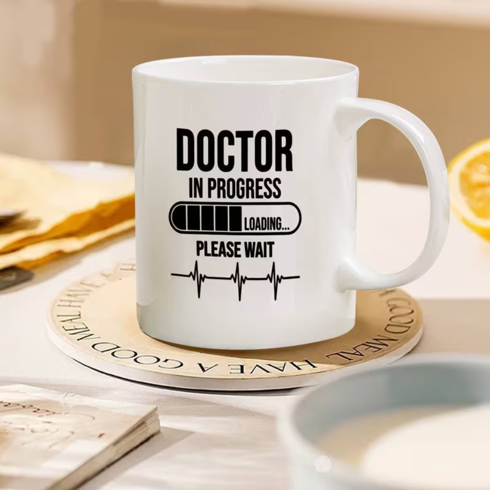 Ceramic Doctor in Progress Coffee Mug with Handle Novelty Drinkware 1pc