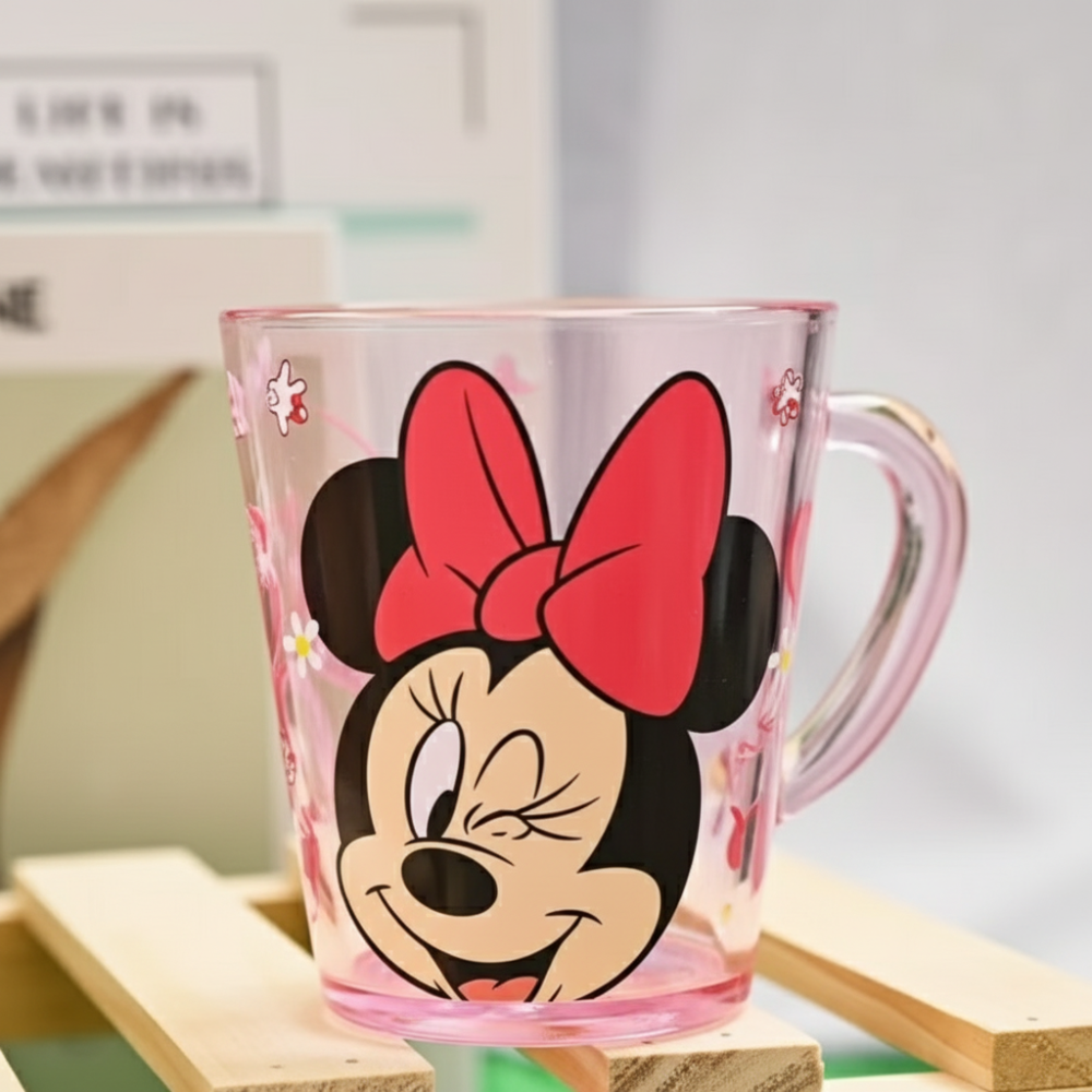 Mickey And Minnie Mouse Transparent Water Cup 