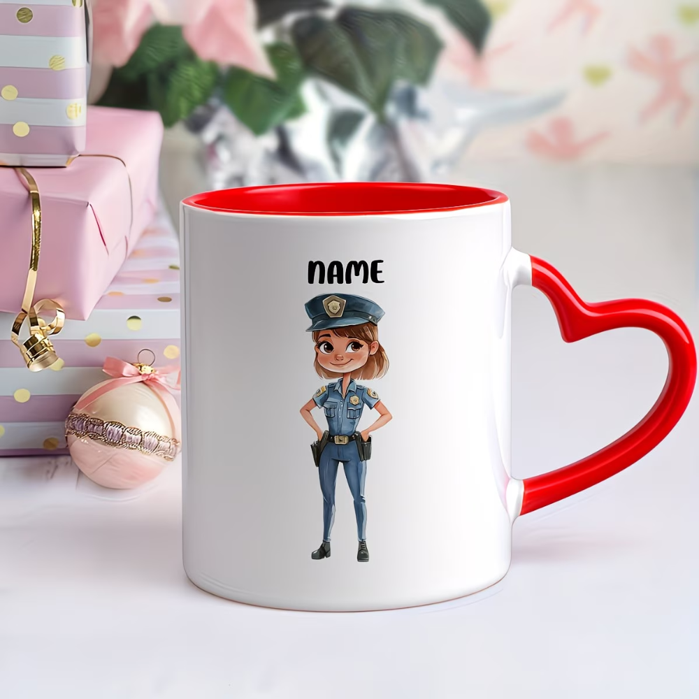 11oz Personalized Police Officer Cartoon Ceramic Mug