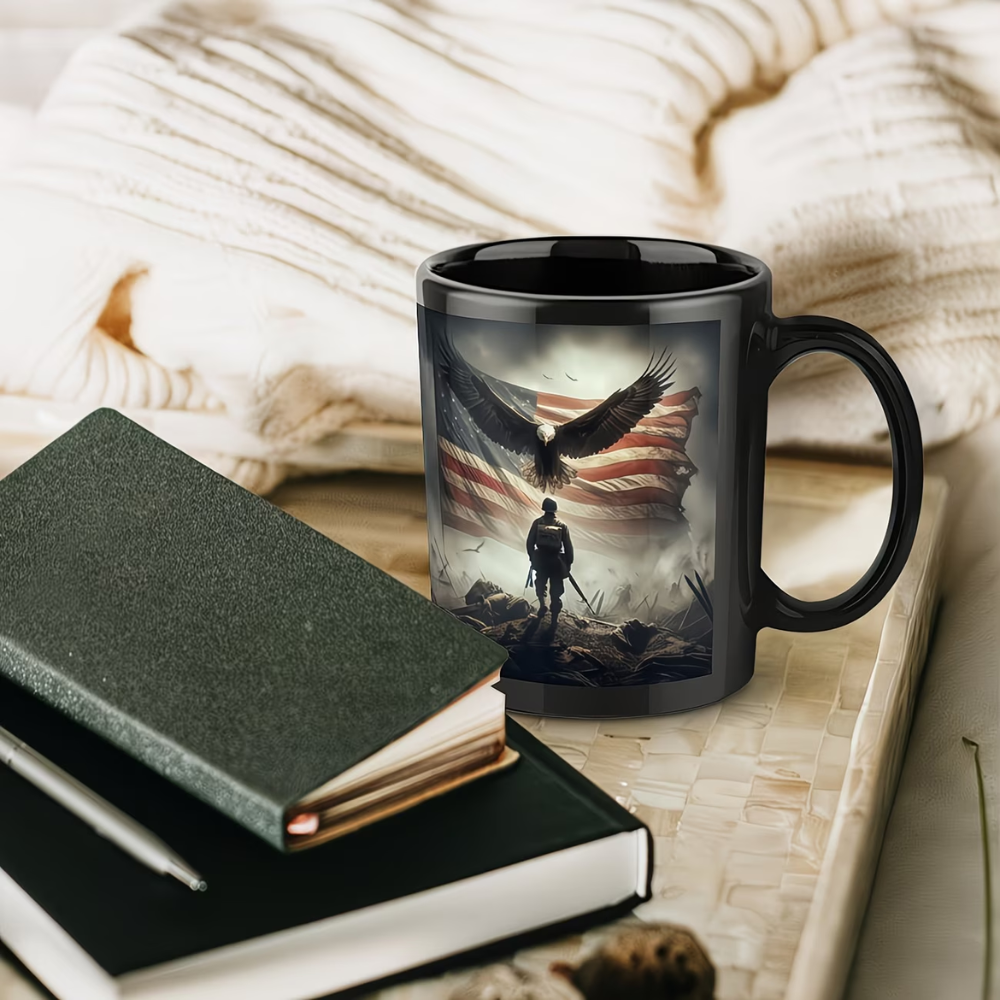 11oz Ceramic - Patriotic Military Eagle Design Mug - Ideal Gift for Veterans, Servicemembers & Patriotic Coffee Enthusiasts