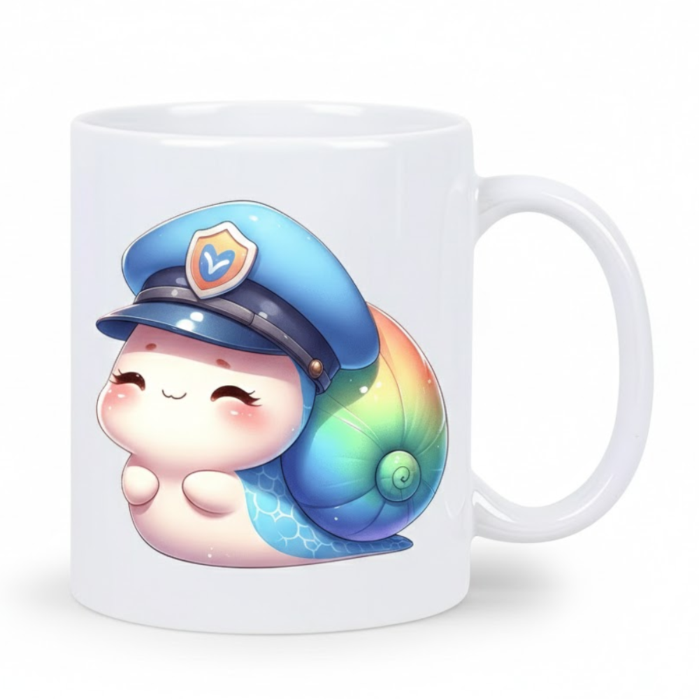 11oz Ceramic Police Officer Snail Coffee Mug