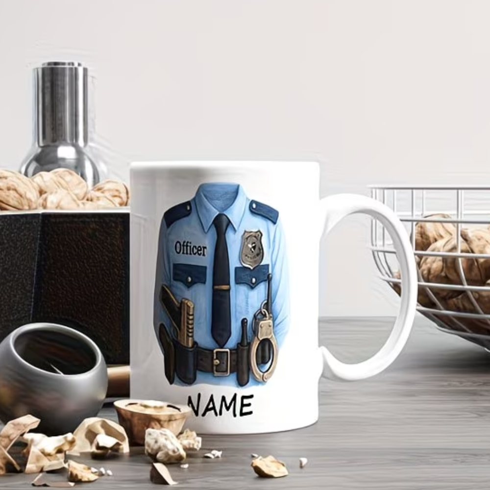 Personalized Police Officer Name Badge Ceramic Coffee Mug