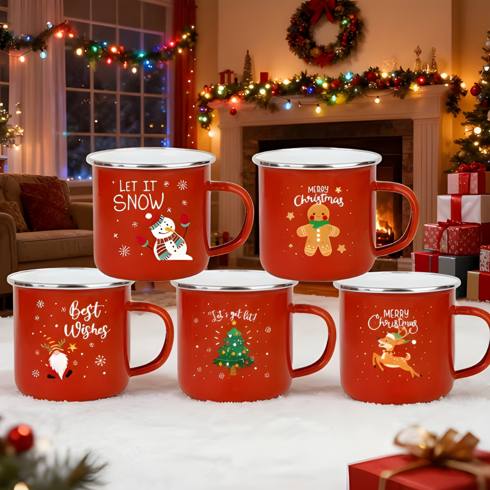 1 Piece Of Christmas Enamel Mug