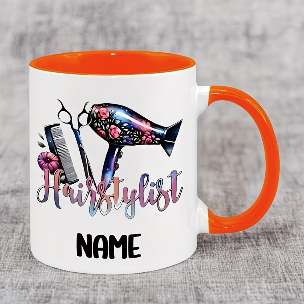 A Creative Hairstylist Ceramic Coffee Mug with a Double-Sided Design