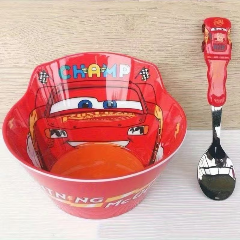 McQueen 3 Piece 3D Cup Bowl Spoon Stainless Set