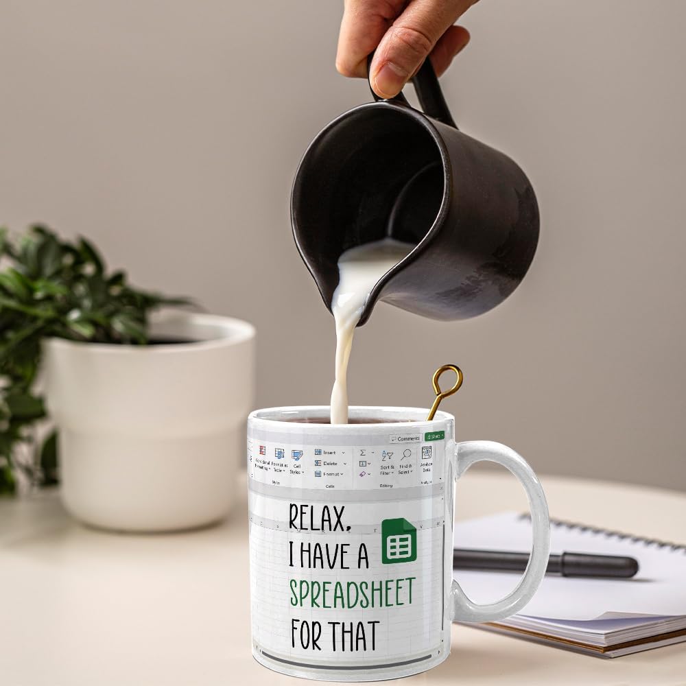 Funny Accountant Coffee Mug Spreadsheet Humor Gift for CPA Finance Banker and Coworker
