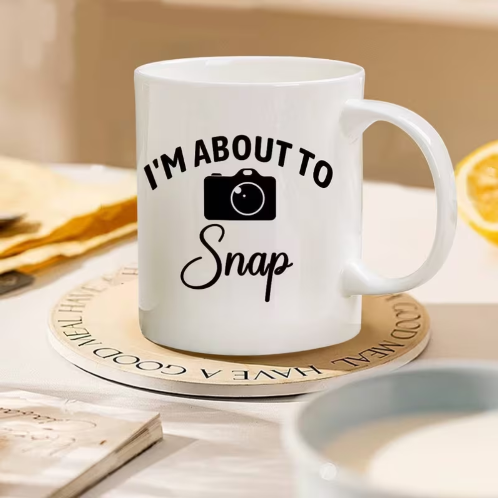 11oz "I'm About to Blast" Ceramic Coffee Mug with Camera Flash Design - Thermal Insulated Dishwasher Safe Thermos Cup, Funny Photography Gift for Photographers, Men & Women