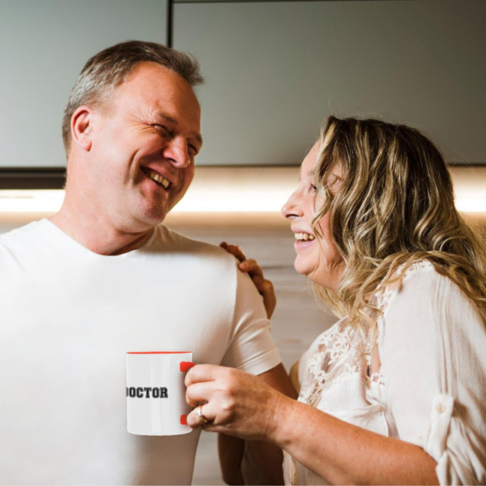 Doctor Text Printed Two Tone Coffee Cup