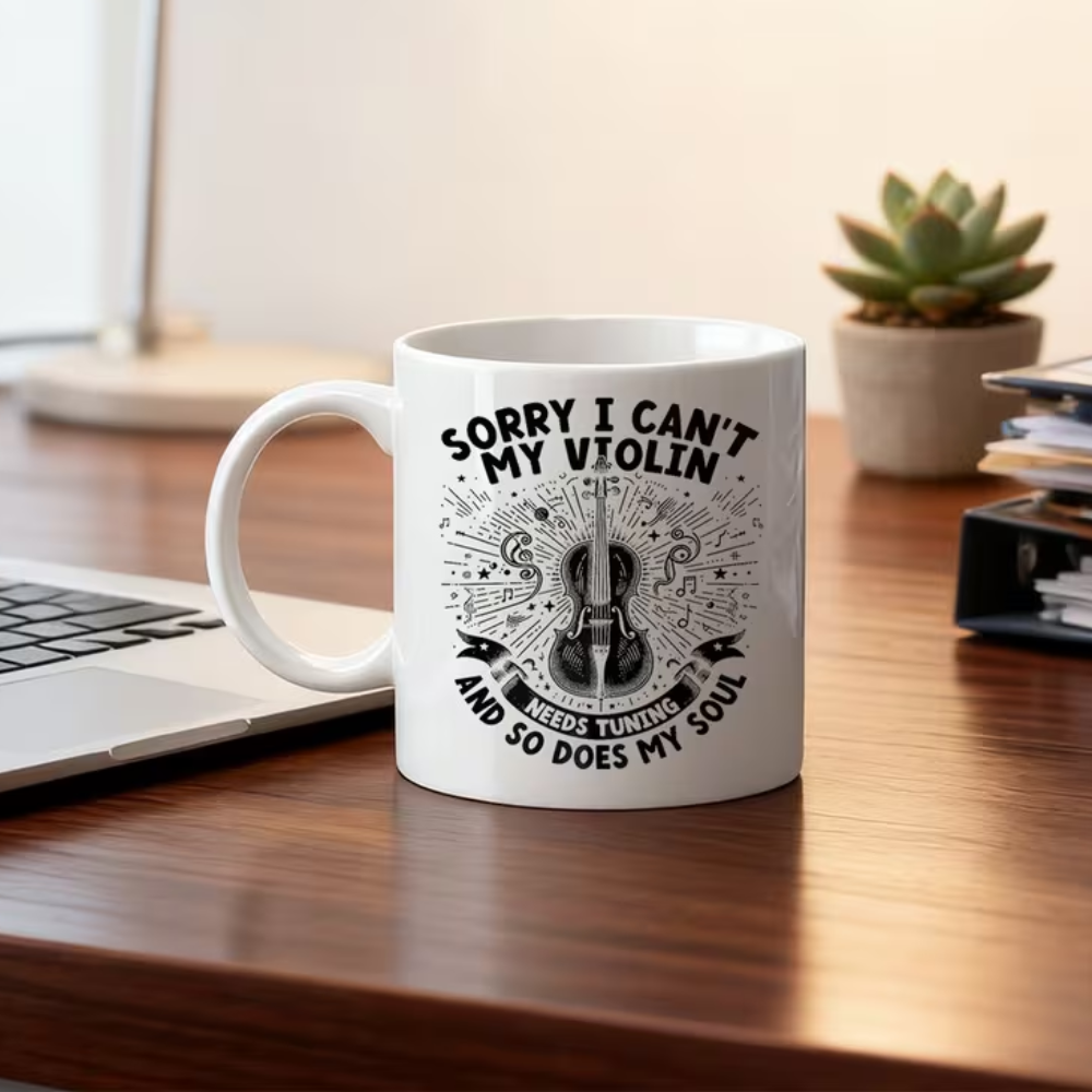 Funny Violin Tuning Quote Print 11oz Musician Coffee Mug