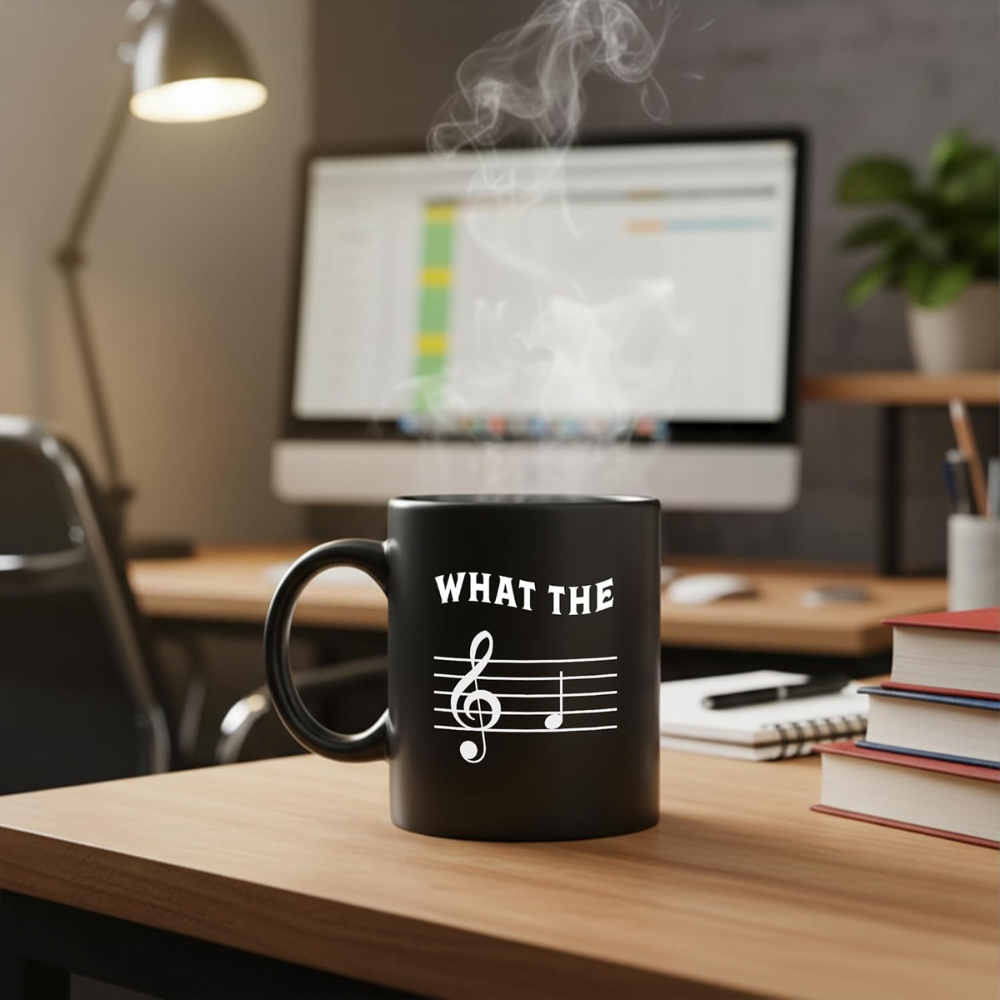 Funny Music Staff Coffee Mug With Treble Clef Design