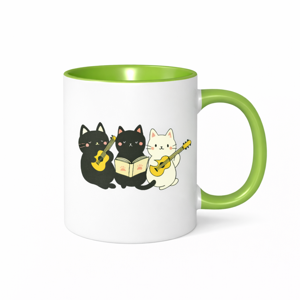 Cat Musician Graphic Themed 11oz Ceramic Coffee Mug