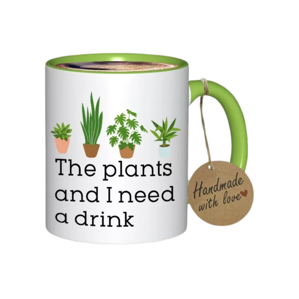 Botanical Theme Ceramic Coffee Cup With Funny Text Printed