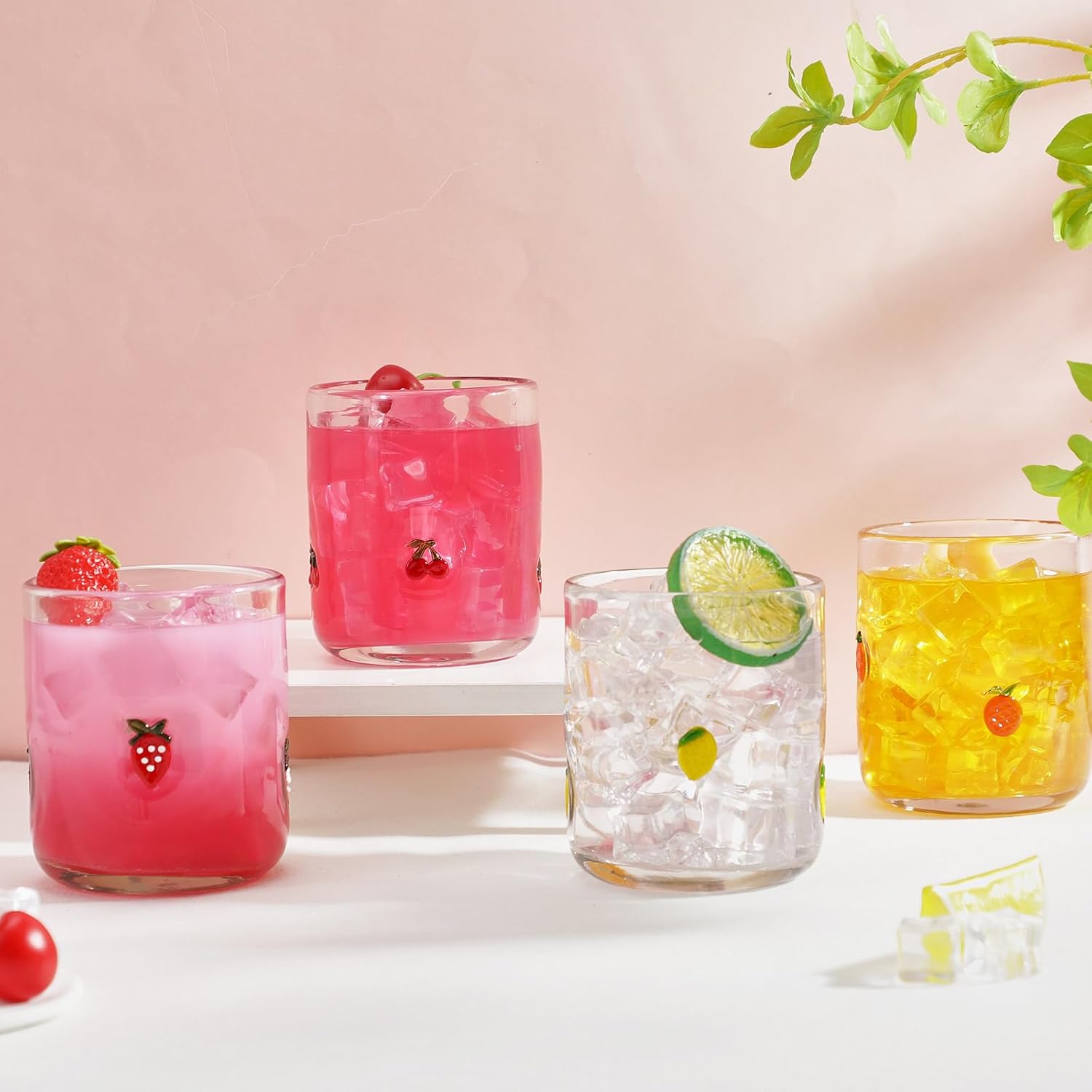 4 Pack Fruit Icon Juice Glasses Set
