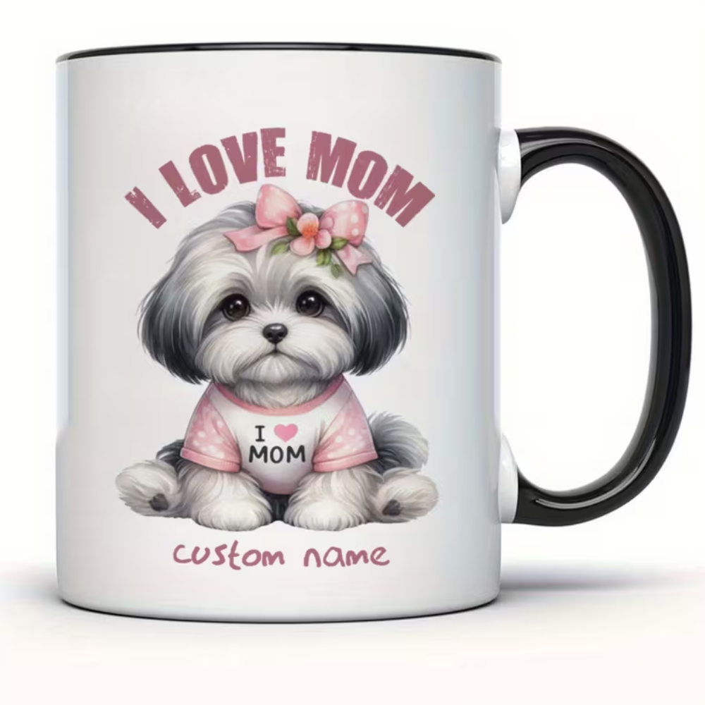 1 Piece 11Oz Personalized Ceramic Mug Shih Tzu I Love Mom Cup