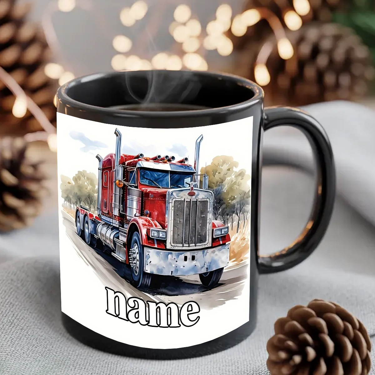 1pc Customizable Truck Mug Personalized Name Logo Heavy Duty 11oz Ceramic Coffee Cup
