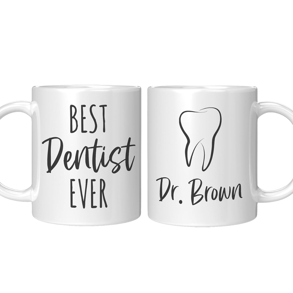 Personalized Dentist Mug – Custom Name Gift for Dentist, 11oz White Ceramic Cup