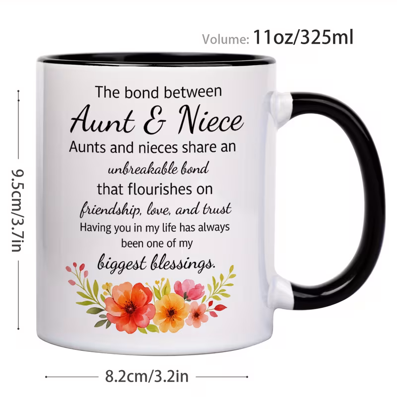 1pc aunt niece bonding gift mug the between aunt niece message floral cup with aunt niece relationship quote birthday christmas present for aunt and niece elegant coffee cup for tea hot beverages strong ideal for aunt niece celebrations present message durable drinkware ceramics daily motivation spiritual encouragement coffee bar accessories 4