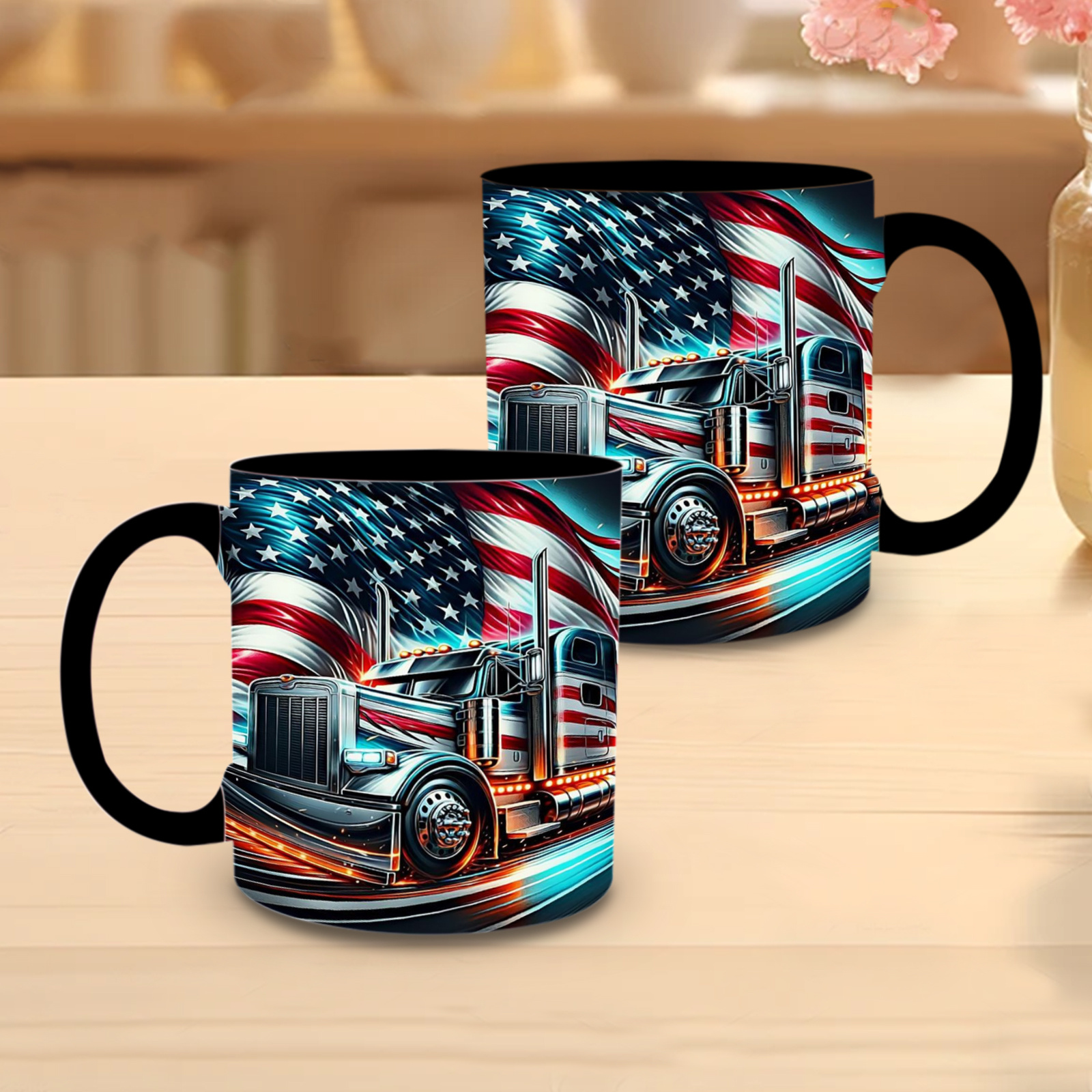 Truck Design 11oz Ceramic Coffee Mug  BPA Free Durable Vibrant Truck Illustration Perfect for Home