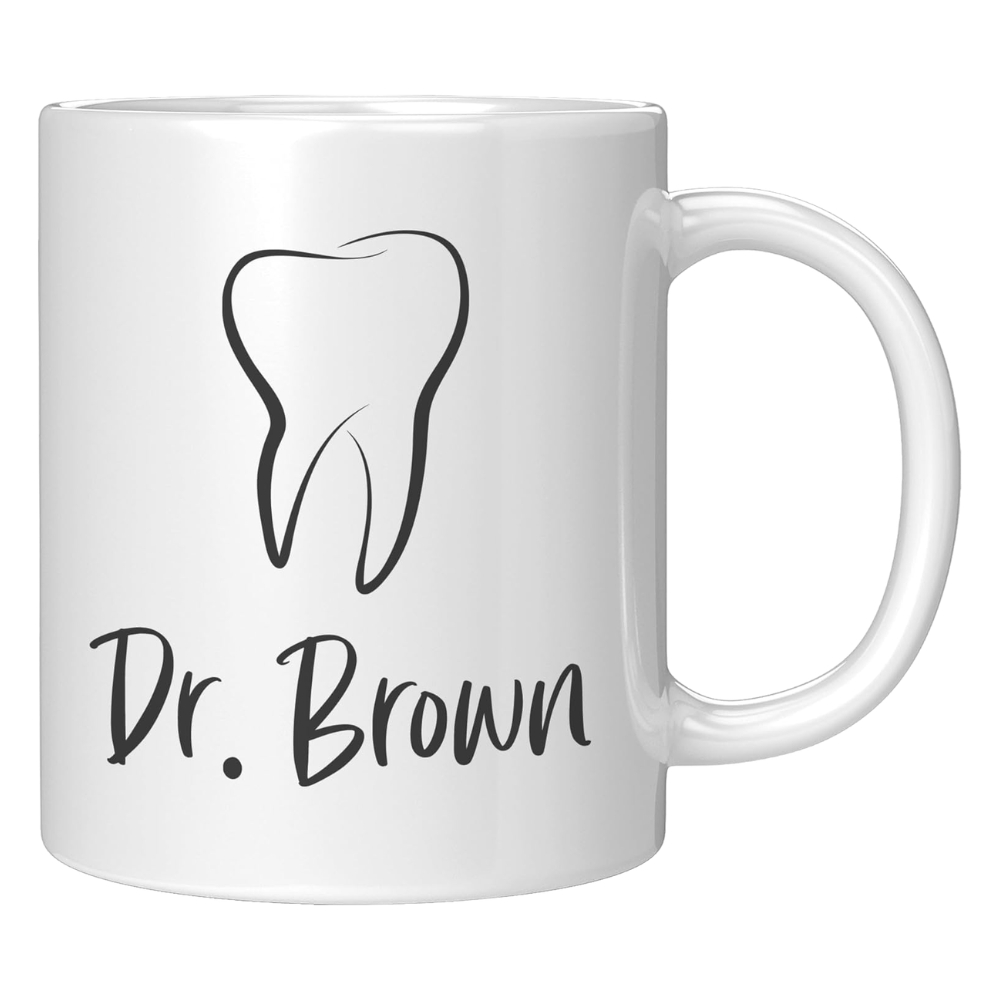 Personalized Dentist Mug – Custom Name Gift for Dentist, 11oz White Ceramic Cup