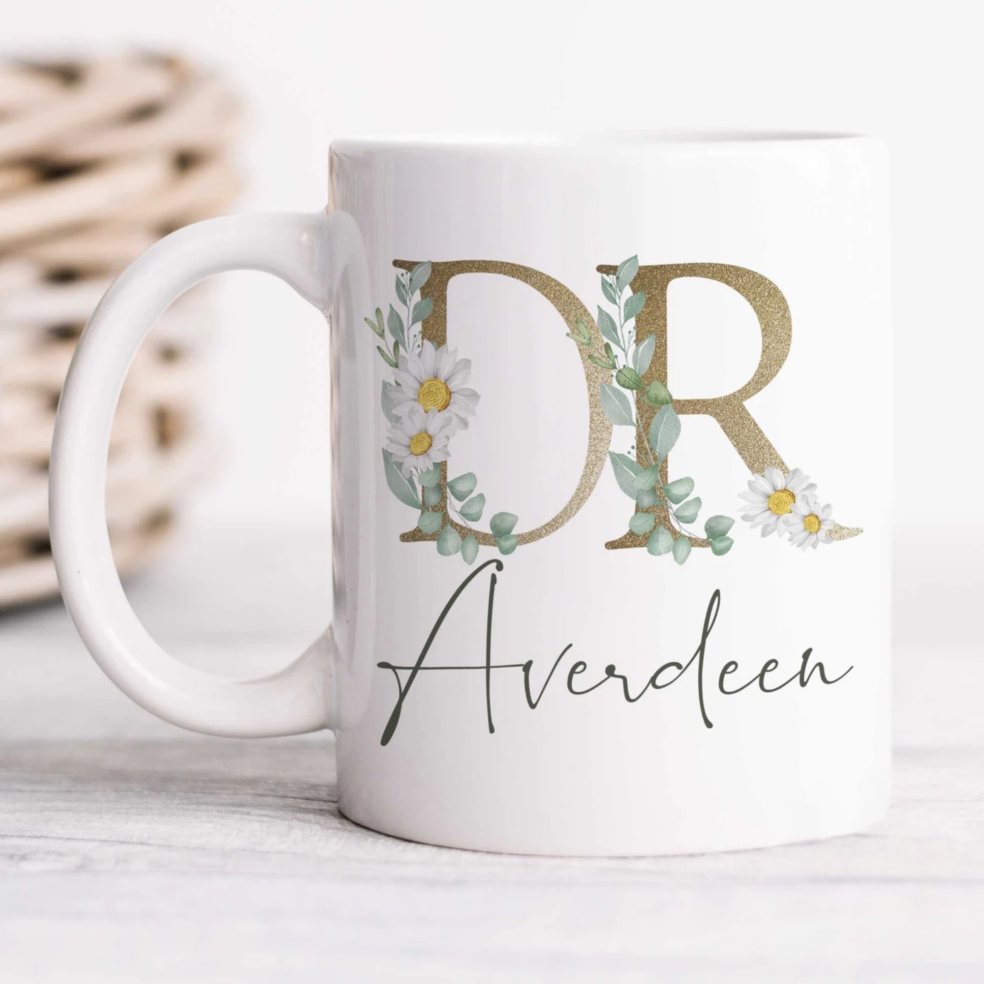 Personalized Doctor Name Floral Printed Coffee Mug