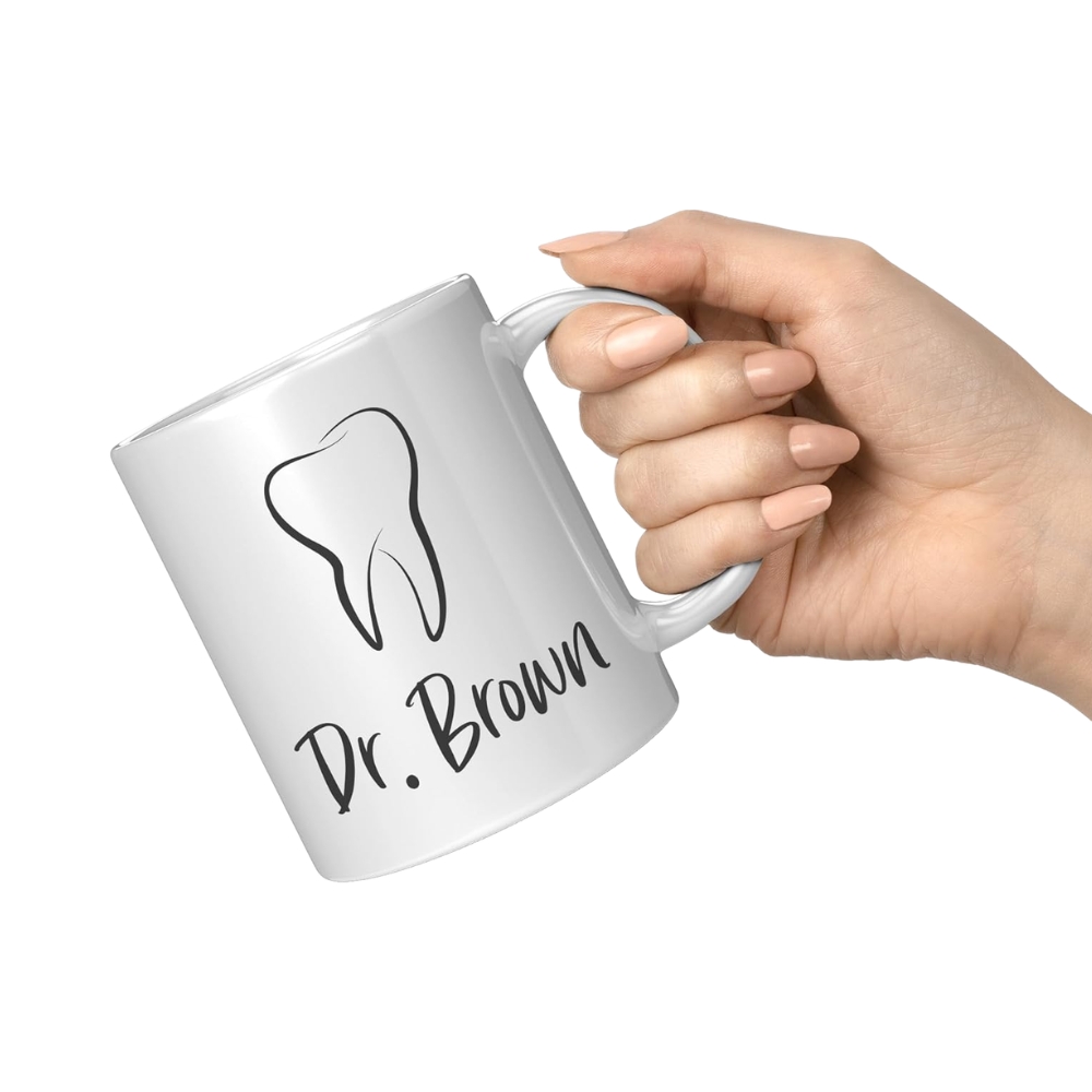 Personalized Dentist Mug – Custom Name Gift for Dentist, 11oz White Ceramic Cup