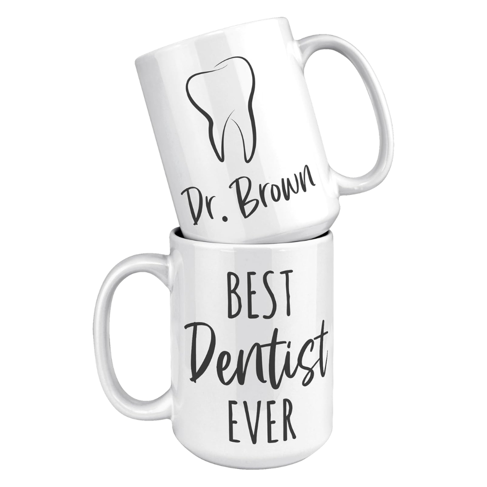 Personalized Dentist Mug – Custom Name Gift for Dentist, 11oz White Ceramic Cup